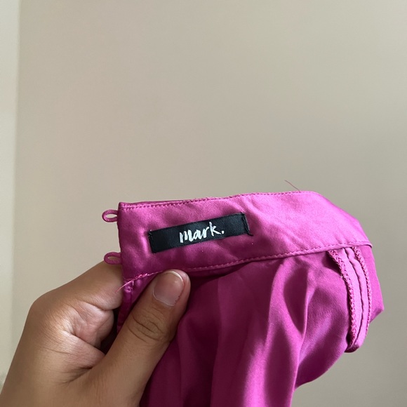 Pink fuschia satin faced mock neck batwing blouse size xl - Picture 3 of 4